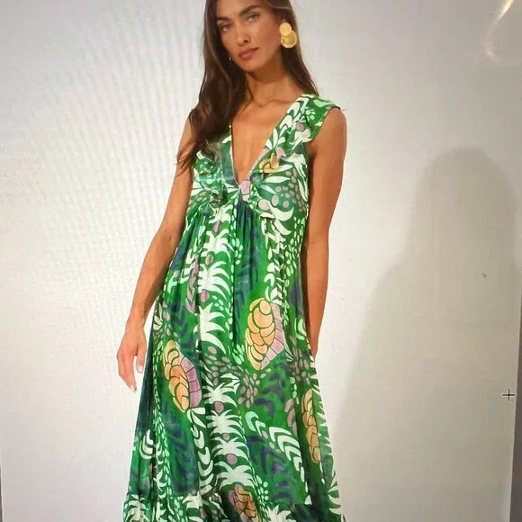 Oliphant | Dresses | Oliphant Maxi Dress Ruffle Vneck Maxi Grenadine Green | Poshmark Oliphant | Dresses | Oliphant Maxi Dress Ruffle Vneck Maxi Grenadine Green | Poshmark